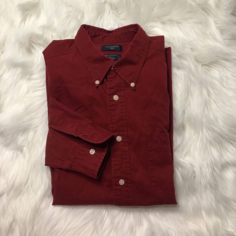 DOCKERS Dress Shirts Long sleeve button down shirt